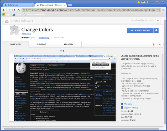 How to change Google Chrome background color and text color