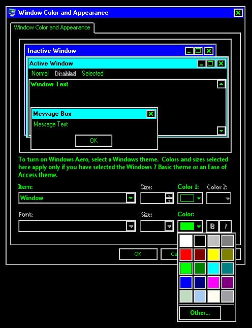 How to change text color in windows-Item-Color