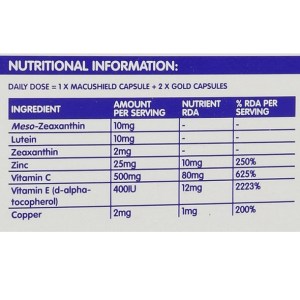 Lutein-zeaxanthin-meso-zeaxanthin eye supplement_Macushield GOLD_Nutritional Info