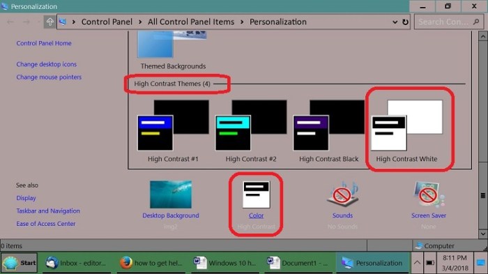 How to Change High-Contrast Theme Colors in Windows 10 version 1703 Personalization - high-contrast themes